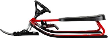 Санки STIGA Snowracer Iconic для дітей від 5 років, сталевий каркас, гальмо, буксирувальний трос, до 80 кг, червоно-чорні – міцні санки для зимових розваг