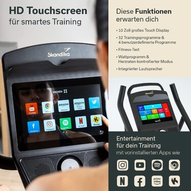 Велотренажер Skandika Liege-Ergometer P14 з сенсорним екраном, Bluetooth, додатками, до 150 кг, для дому