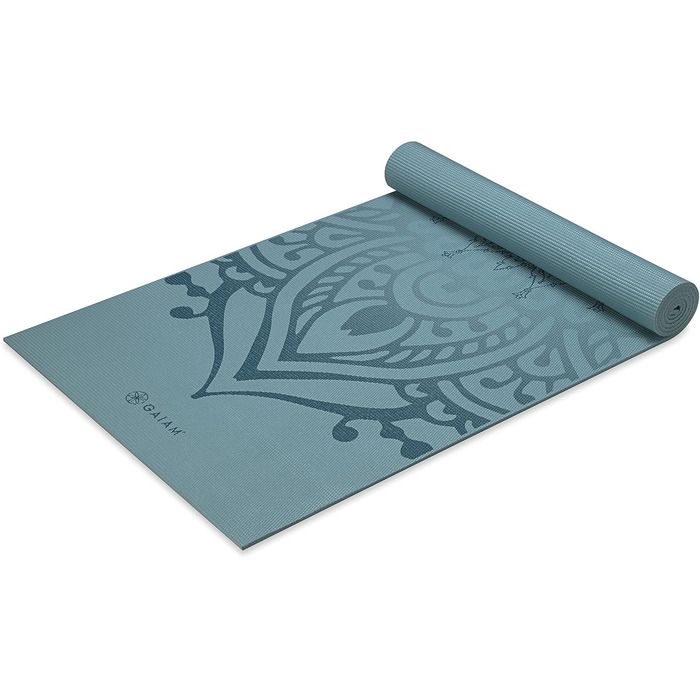 Килимок для йоги Gaiam Premium 6 мм, нековзний, надрукований, для йоги, пілатесу та фітнесу, 172×61 см, Niagara