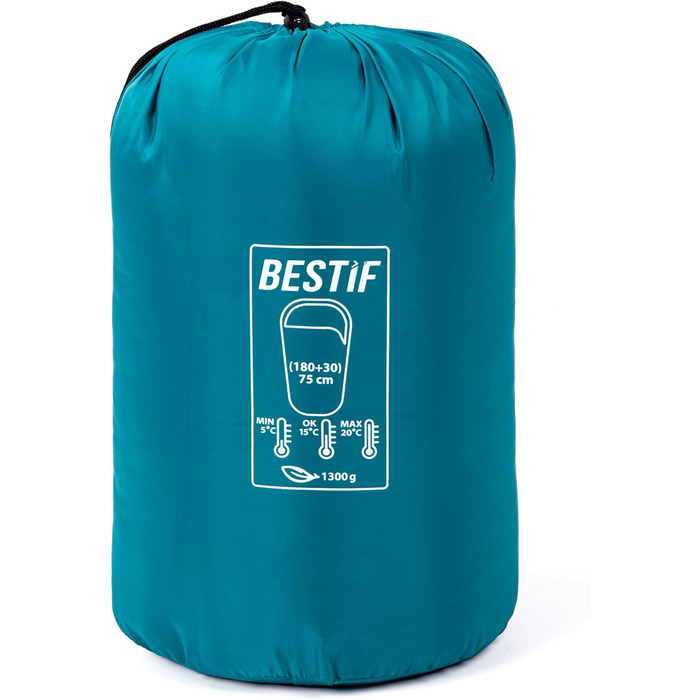 Сплячий мішок BESTIF для кемпінгу та відпочинку на природі. Легкий, водонепроникний, літній спальник 210x75cm, турквіс