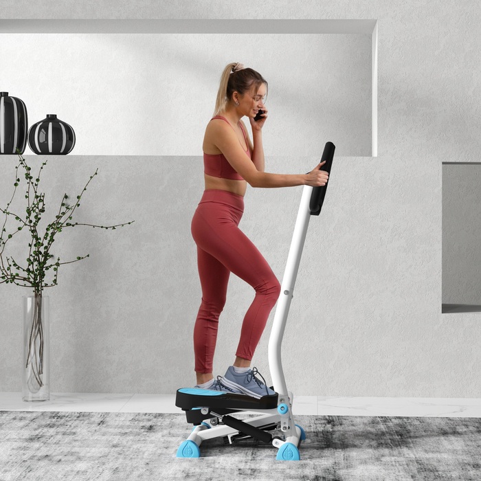 HOMCOM Степер для фітнесу, LCD-дисплей, нековзні педалі, сталь та ABS-пластик, 55x44x108 см, до 100 кг