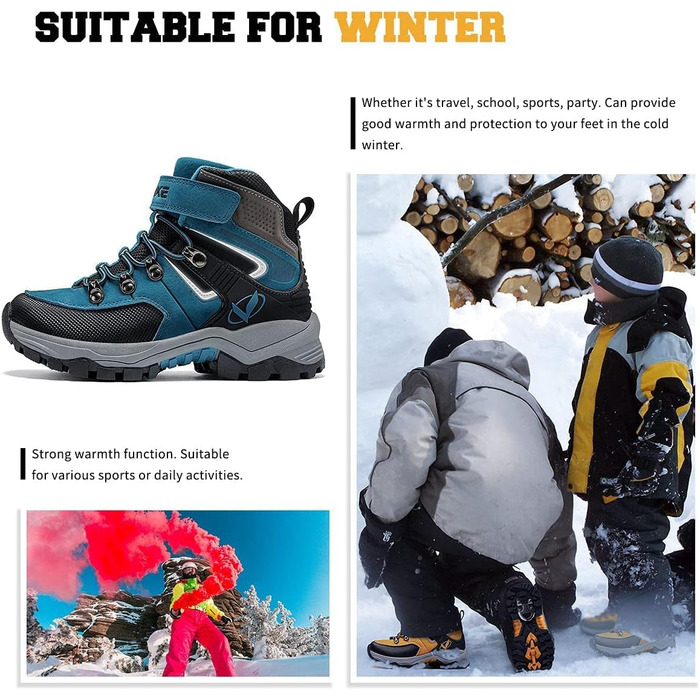 Дитячі зимові черевики Elaphurus: теплі, зручні, для прогулянок та трекінгу (36 EU, сапфір-блакитний)