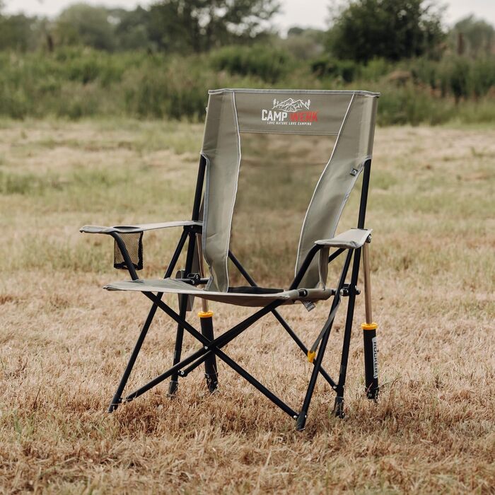 Крісло для кемпінгу CAMPWERK зі спинкою, розкладне, з підстаканником, легке в збиранні, преміум-якість