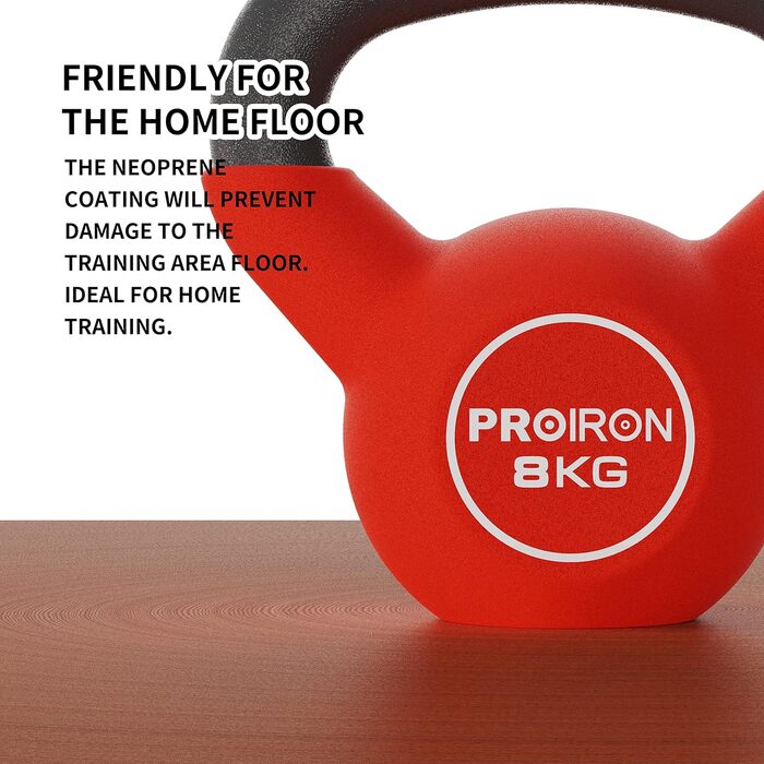 Гиря PROIRON 8 кг з неопреновим покриттям, для фітнесу, захист підлоги, преміум-якість
