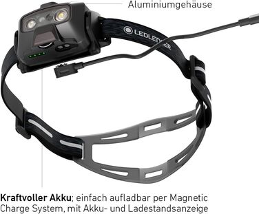 Ліхтар налобний Ledlenser HF6R Signature - 800 люмен, водонепроникний IP68, з червоним світлом