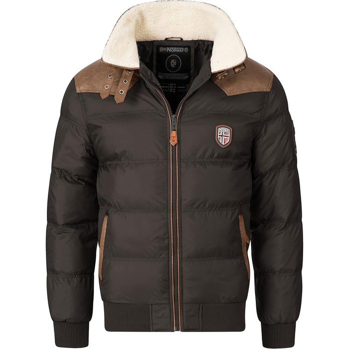 Чоловіча зимова куртка Geographical Norway Steppjacke - тепла анорак з підкладкою для активного відпочинку, катання на лижах та сноуборді, комплект з шапкою UD, колір: чорний