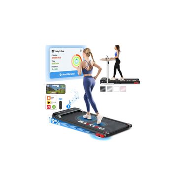 Електричний біговий тренажер BLACK LORD з нахилом 9%, 3.2 PS, Walking Pad 4-в-1 для дому та офісу, 12 програм, динамік, 140 кг, чорний