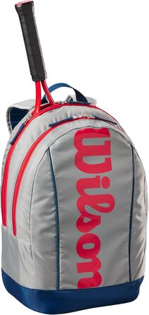Дитячий тенісний рюкзак Wilson Junior, 2 відділення, до 2 ракеток, світло-сірий/червоний-синій