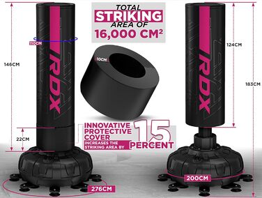 Боксерський набір RDX: стоячий мішок 6FT 150кг, рукавички XXL, чохол, мішок для боксу з присоскою для MMA, кікбоксингу, муай тай, дорослих