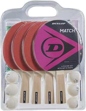 Dunlop набір для настільного тенісу Match 4 гравці: 4 ракетки, 6 м'ячів, сітка