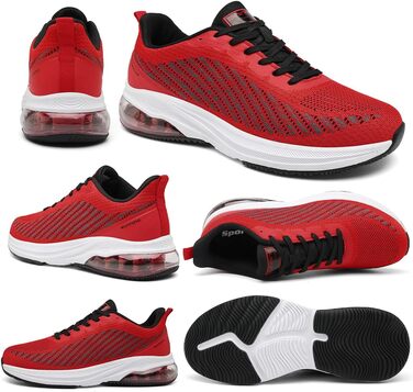 Кросівки для бігу та фітнесу: чоловічі та жіночі, легкі, дихаючі, розмір 36-47 EU (39 EU, червоно-білі)