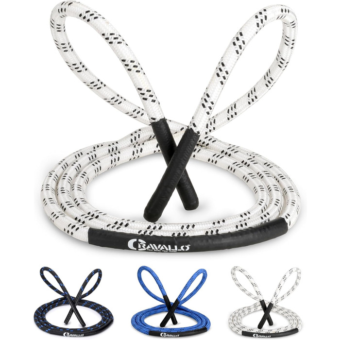 Стрибкове канат Cravallo® Springseil I 3 метри Fatburner Speed Jumping Rope I для дорослих, професійний, для боксу, витривалості, MMA, HIIT, блакитно-білий (2.80 м)
