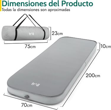 Каремат туристичний самонадувний Trail Outdoor 200x70x10 см з піною Memory Foam, сумка в комплекті