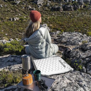 Кемпінговий килимок Naturehike надувний, самонадувний, 3 см, сірий (Mumie-Grey) - для кемпінгу, подорожей, туризму