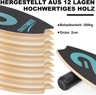 Баланс-борд Surfin Holz 6: для дітей та дорослих, 6 режимів, тренування балансу з роликом та кулею, 79.5 x 34.5 см