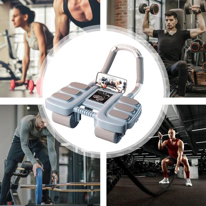 Колесо для пресу Ab Roller Wheel, тренажер для пресу з 4 колесами, для розвитку м'язів кора та сили пресу, автоматичний відскок, підходить для початківців та професіоналів (блакитний)