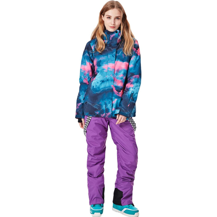 Костюм для сноубордингу та катання на лижах ALSOGO: комплект куртка та штани, водонепроникний, вітрозахисний, для сноубордингу, лиж, альпінізму (S, SMNGN+Black)