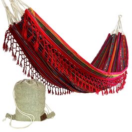 Гамак Boho Класичний з бахромою, ручної роботи, водостійкий для дому та вулиці - Inti Red