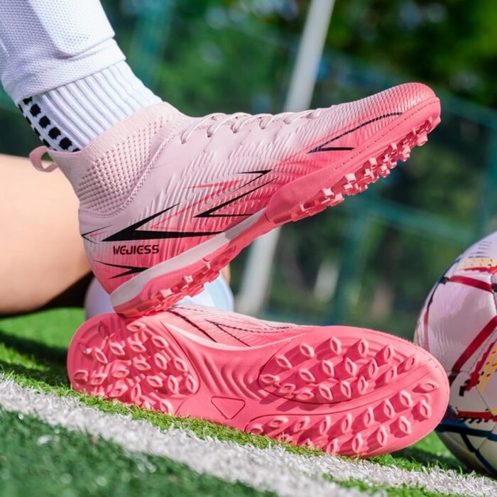 Футбольні черевики для чоловіків та дітей, високі, рожеві, розмір 39 EU, для занять футболом та залу