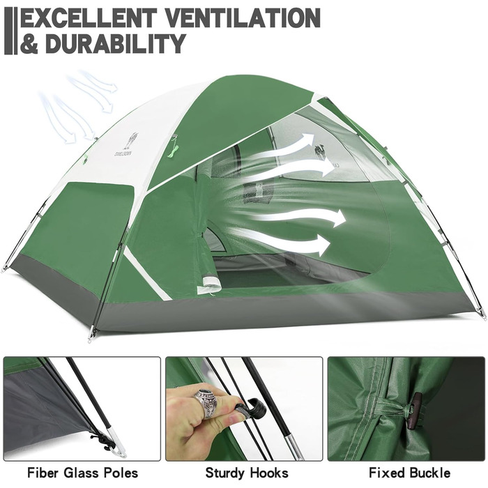 Намет кемпінговий CAMEL CROWN купольний 2/3/4/5/6 осіб, водонепроникний, легкий, для походу та відпочинку на природі, армійський зелений/сірий