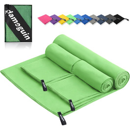 Набір рушників Damoguin 3шт: великий (180x80 см) та 2 маленькі (80x40 см) з мікрофібри. Швидковисихаючі рушники для спорту, пляжу, басейну та подорожей (зелені)