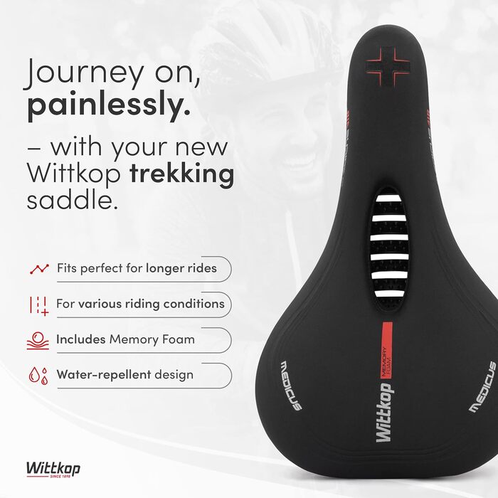 Велосидіння Wittkop Bike Seat I Водонепроникне сідло для велосипеда (чоловіче/жіноче) з 5-зонною підтримкою I Для BMX, MTB, шосейних та трекінгових велосипедів