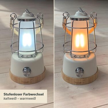 LED кемпінгова лампа Skandika Kiruna | Ретро лампа для відпочинку на природі з Powerbank, регулювання яскравості, USB, сталевий каркас, 200 годин роботи | Настільна/підвісна лампа