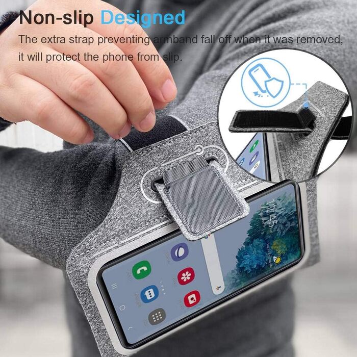 Спортивний браслет на руку JEMACHE для Samsung Galaxy S25/S24/S23/S22 Ultra/Plus/FE з кріпленням для навушників Buds Plus (Сірий)