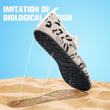 Водні шльопанці/черевики WateLves для плавання та відпочинку на пляжі (унісекс, леопардовий принт, колір: світло-коричневий, розмір 38/39 EU)