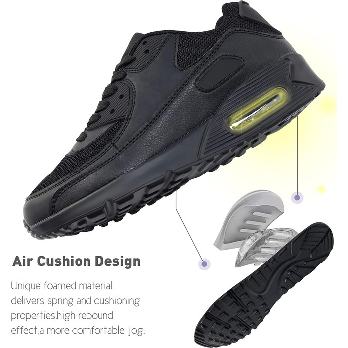 Кросівки для бігу Hitmars: чоловічі та жіночі, зручні, легкі, з повітряною подушкою, чорно-зелені, розміри EU36-EU47