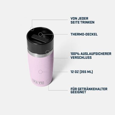 Термофляга YETI Rambler 12 oz (355 мл) з кришкою Commuter, нержавіюча сталь, ізольована, колір Cherry Blossom