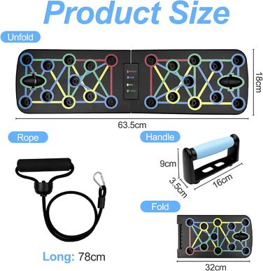 Лежанка для віджимань складана з еластичними тросами для тренувань м'язів та фітнесу
