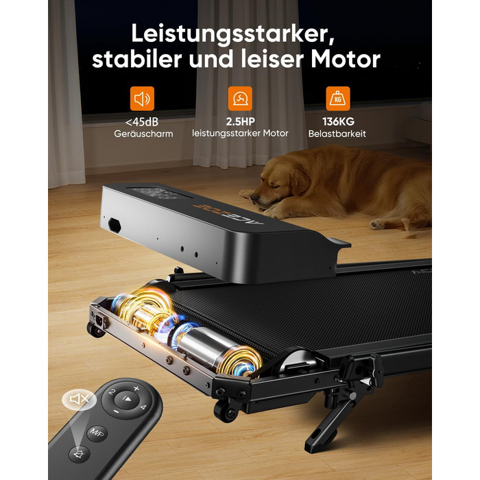 Біговий тренажер 6-в-1 для дому, складаний, з регулюванням нахилу 10% та ручками. Макс. вага 135 кг, LED-дисплей, пульт ДУ та додаток. Без встановлення (Чорний/Помаранчевий)