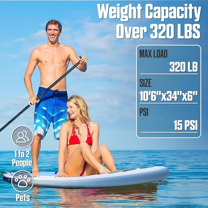 Надувна SUP-дошка Surfstar 320x86x15 см з технологією зварювання, універсальна дошка для веслування стоячи та каякінгу для дорослих, підвищена стійкість, з кріпленням для камери та сидінням для каяка, для риболовлі та активного відпочинку