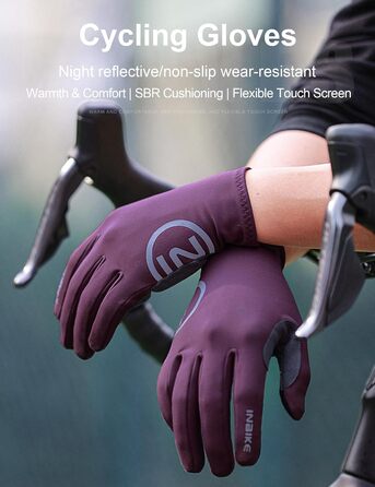 Велосипедні рукавички Inbike зимові MTB, 2 пальці, сенсорний екран, теплі, вітронепроникні, дихаючі, антиковзаючі, для катання на велосипеді, лижах, сноуборді, відпочинку IHC701 (фіолетовий, M)