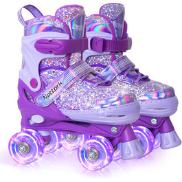 Дитячі ролики Nattork, ролики для дівчаток та хлопчиків, регульовані, 4 розміри, S (27-31 EU), фіолетовий