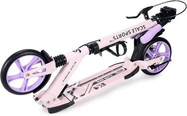 Самокат двоколісний складаний Kickscooter для дітей 8-12 років, підлітків та дорослих, фіолетовий: регульований кермо, колеса PU 200мм, дискове та ножне гальмо, ремінь для перенесення