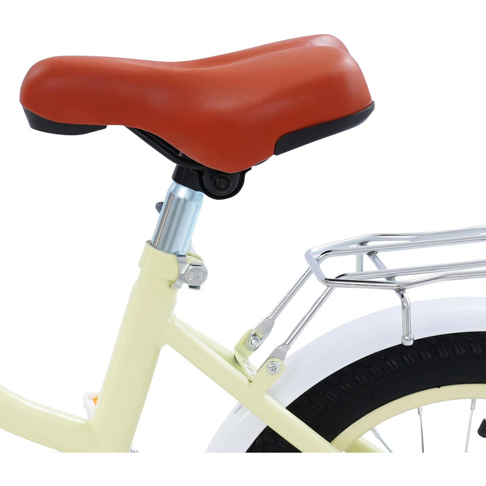 Дитячий велосипед 14 дюймів у стилі ретро з додатковими колесами, заднім сидінням та кошиком, регульована висота, для дітей 3-7 років, бежевий