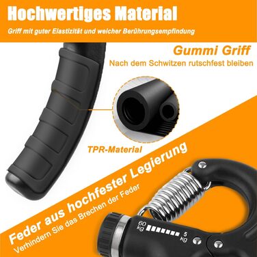 Тренування передпліччя Handtrainer: регульований опір 5-60 кг, ергономічний дизайн, для спортсменів (чорний)