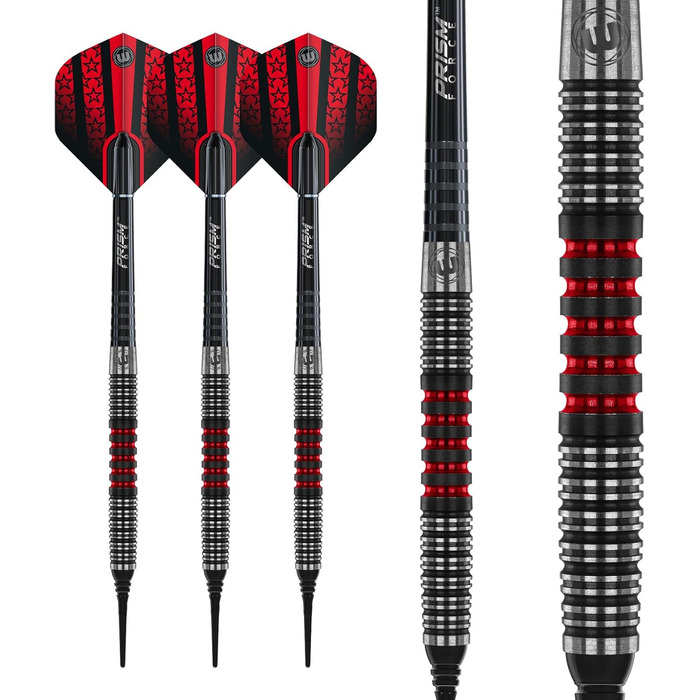 Дартс WINMAU Joe Cullen 18 г вольфрамові з м'яким наконечником, комплект з перами Prism та стержнями