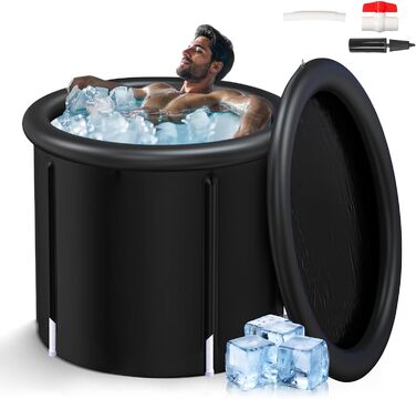 Преміум Ейсбад XL (80 см Ø) - Комплект для криотерапії з тони, крио ванна, криотонна з кришкою та тканиною - для відновлення та оздоровлення