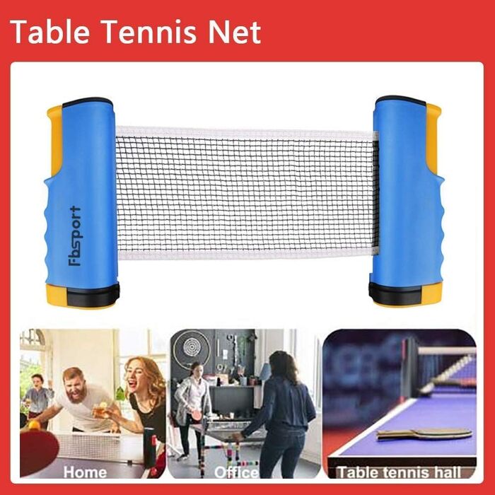 FBSPORT Набір для настільного тенісу: 2 ракетки, 6 м'ячів, сітка, сумка. Підходить для початківців та професіоналів. Колір: світло-блакитний