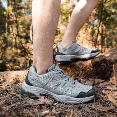Черевики для туризму чоловічі Outdoor, підошва не слизька, дихаючі, трекінгові, легкі, комфортні, чоловічі черевики для хайкінгу (42 EU, світло-сірий, чорний)