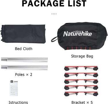 Кемпінгове ліжко Naturehike Ultraleichtes: легке, складане ліжко для відпочинку на природі та вдома. Максимальне навантаження 150 кг. Ідеально для кемпінгу, подорожей та офісу.