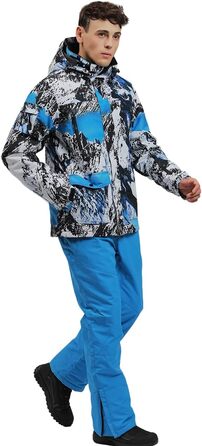 Костюм чоловічий зимовий HOTIAN: комплект куртка та штани для сноубордингу, катання на лижах, походів та альпінізму (L, 2blue+blue)