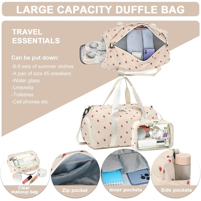 Спортивна сумка для жінок та дівчат: тренування, подорожі, вихідні. З відділенням для взуття та мокрих речей