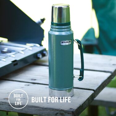Термос Stanley Classic Legendary 1L Hammertone Green - Збереження тепла/холоду 24 години, з нержавіючої сталі, BPA Free, для подорожей