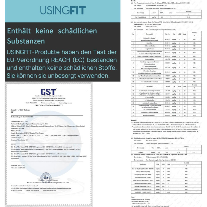 Обважнювачі для рук і ніг USINGFIT 2 x 1,5 кг – універсальні гантелі для фітнесу, зап'ястя та щиколоток, вага для тренувань
