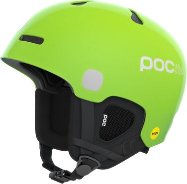 Дитячий лижний шолом POCito Auric Cut MIPS з LED, легкий, регульований, флуоресцентний жовто-зелений, розмір M-L (55-58 см), захист MIPS, вентиляція