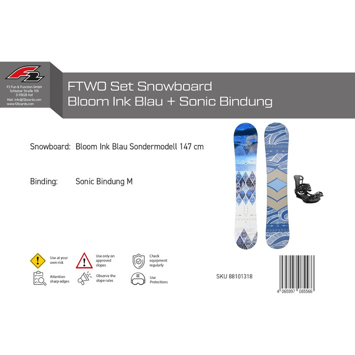 Сноуборд жіночий FTWO Bloom Ink Blau 147 см з кріпленнями Sonic M - розпродаж